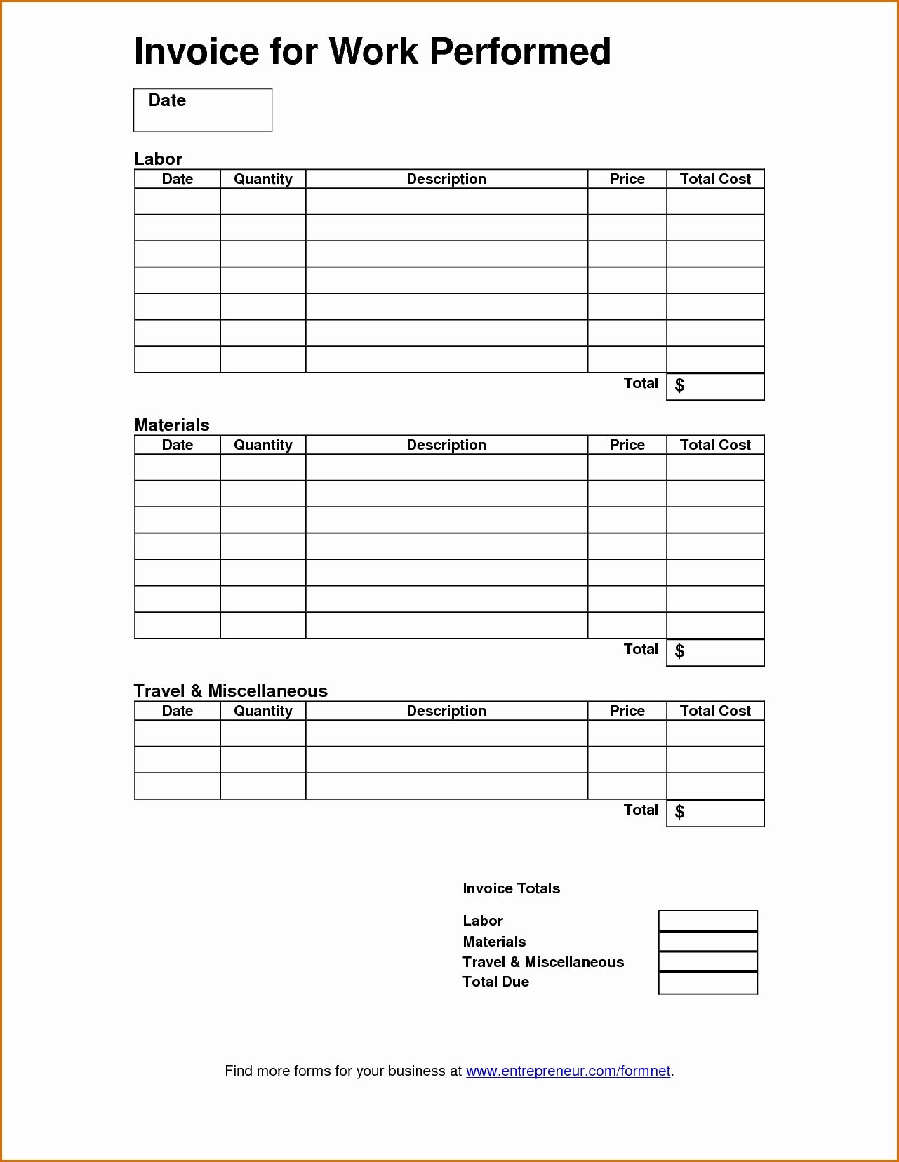 Work Completed form Template New Invoice for Work Invoice Template Ideas