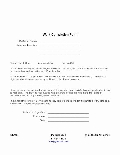 Work Completion form Template Best Of 4 Work Pletion form Templates Pdf