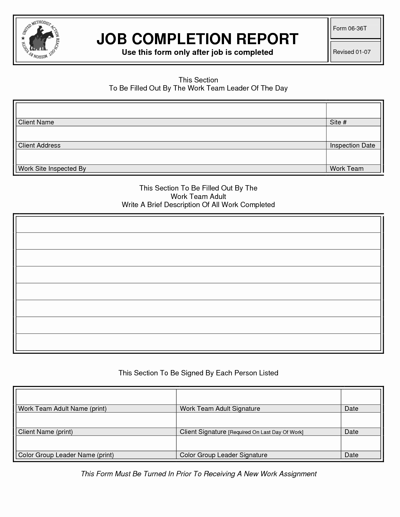 Work Completion form Template New Work Pletion form Free Printable Documents