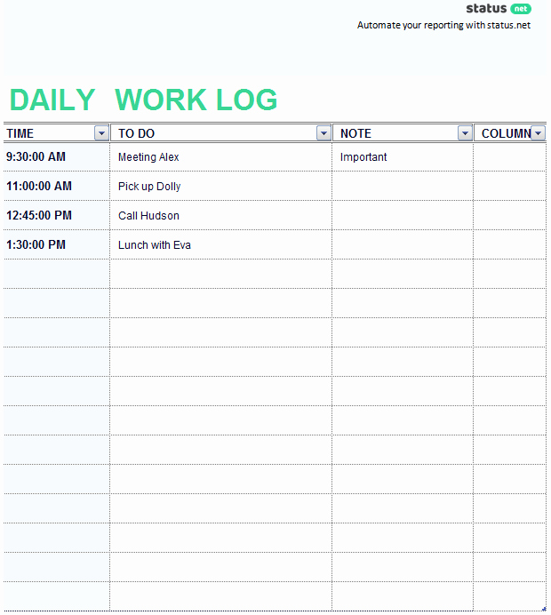 Work order Log Template Awesome 2 Easy to Use Daily Work Log Templates