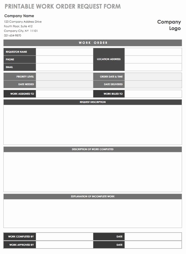 Work order Log Template Unique 15 Free Work order Templates