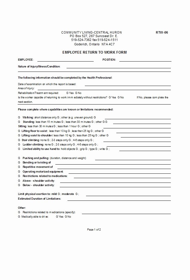 Work Restrictions Letter Luxury 49 Best Return to Work [&amp; Work Release forms] Template Lab