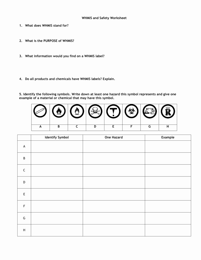 Worksheet Lab Safety Symbols Luxury Whmis and Safety Worksheet 1 What Does Whmis Stand for 2