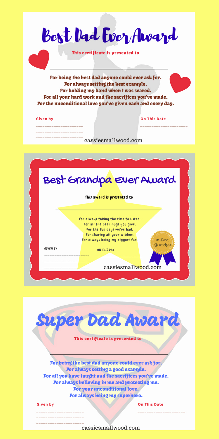 World&amp;#039;s Best Grandpa Certificate Printable Unique Printable Father S Day Certificates Appreciation Gifts