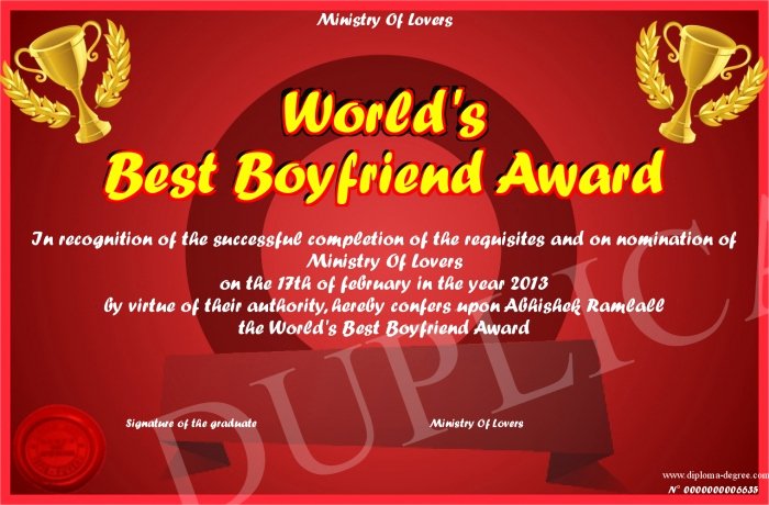 Worlds Best Boyfriend Award Best Of World S Best Boyfriend Award