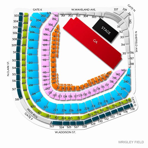 Wrigley Field Concert Seating Chart with Seat Numbers Luxury Wrigley Field Seating Chart 2017