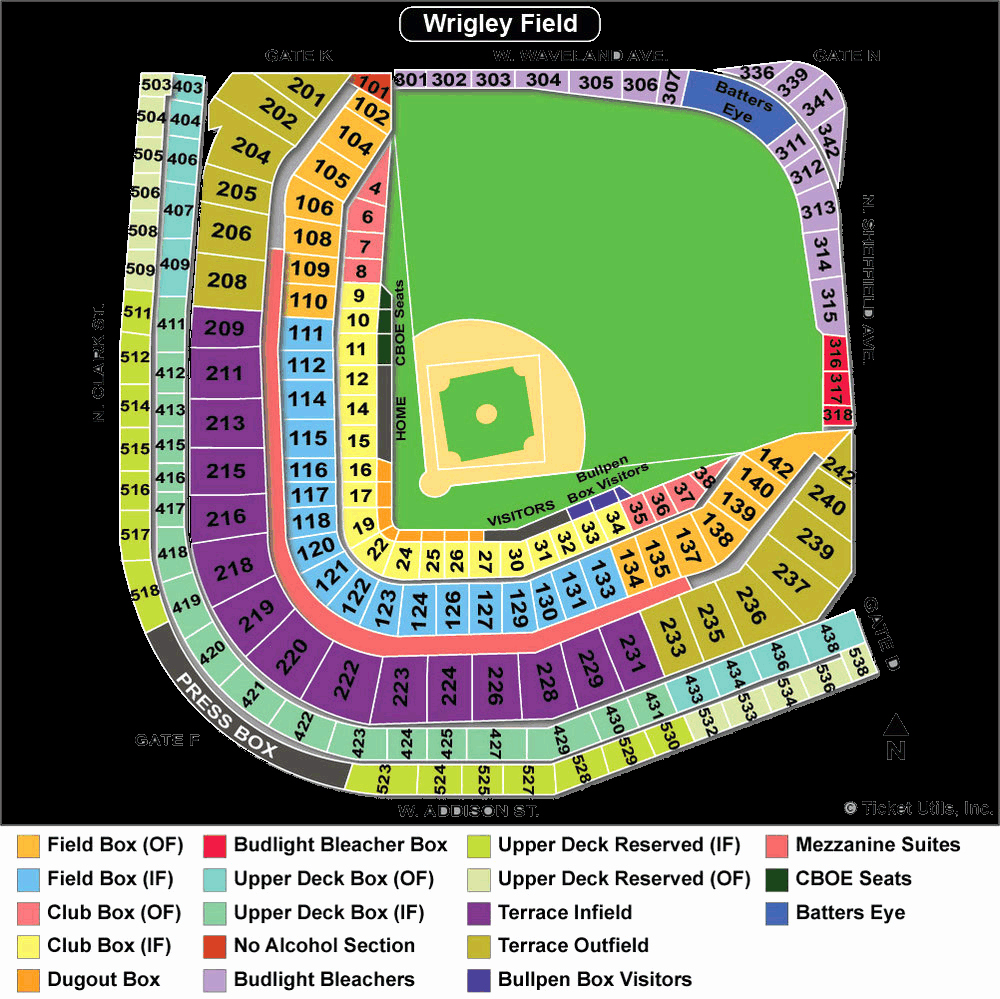 Wrigley Field Seat Map with Seat Numbers Beautiful Wrigley Field Seating Chart