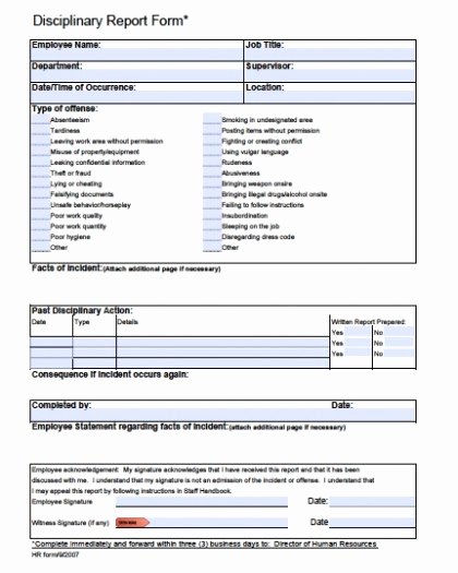 Write Up at Work Template Awesome Download Employee Write Up forms