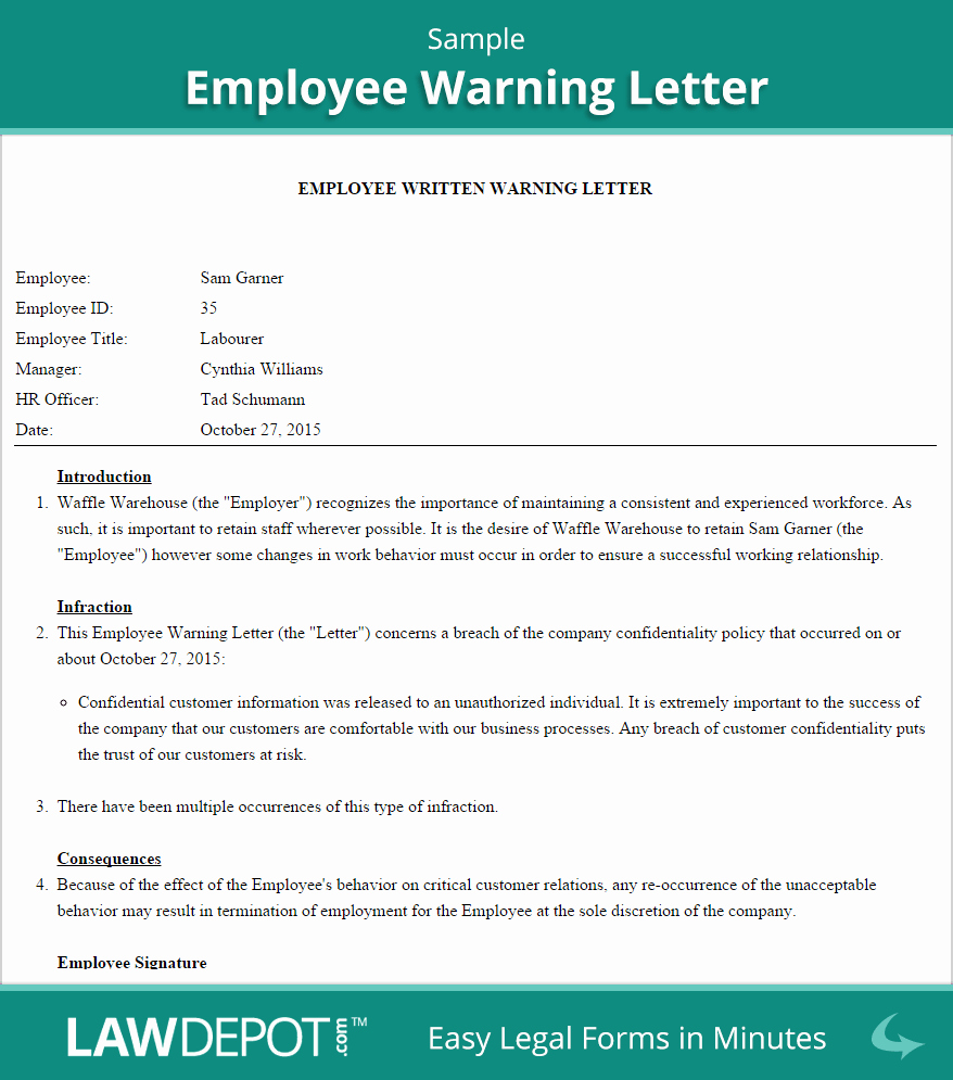 Write Up at Work Template Inspirational Employee Warning Letter Template Us