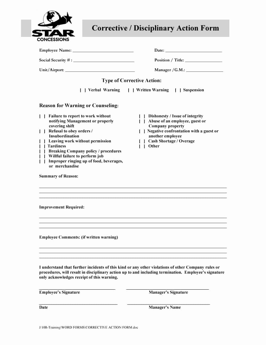 Write Up at Work Template Unique 46 Effective Employee Write Up forms [ Disciplinary