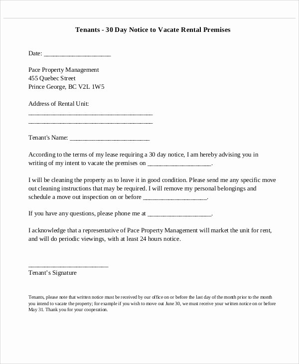 Written Notice Of Move Out New 13 30 Day Notice Templates Google Docs Ms Word Apple