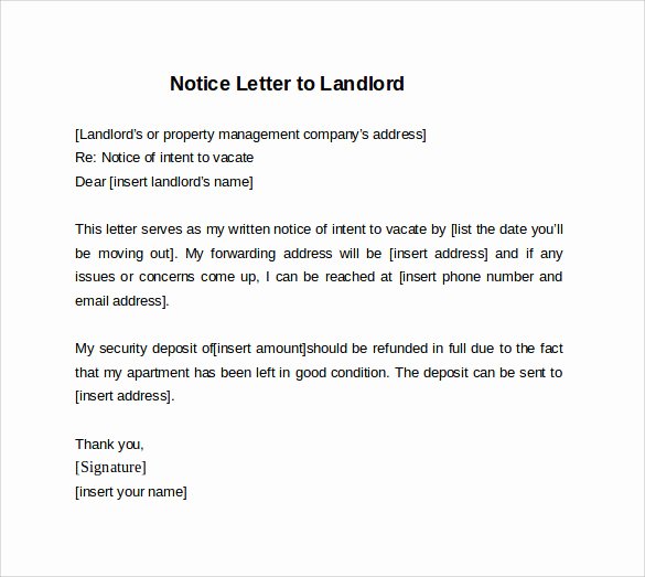 Written Notice Of Moving Out Best Of 30 Days Notice Letter to Landlord 7 Download Free