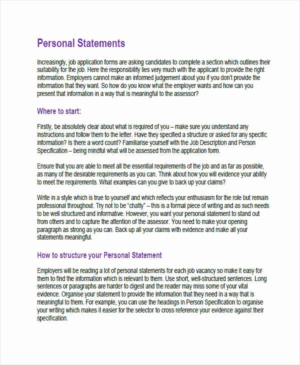 Written Statement Example Best Of Free 8 Personal Statement Examples &amp; Samples In Pdf