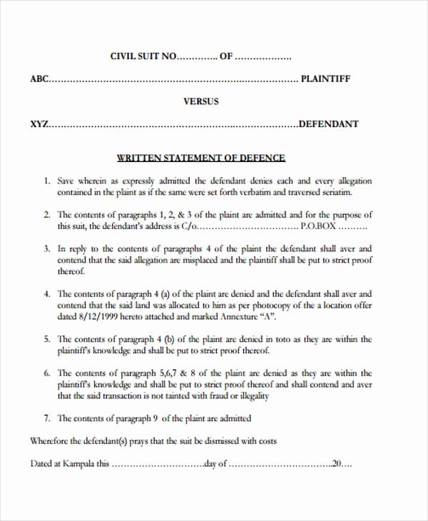 Written Statement form Luxury Free 8 Legal Statement form Samples In Pdf