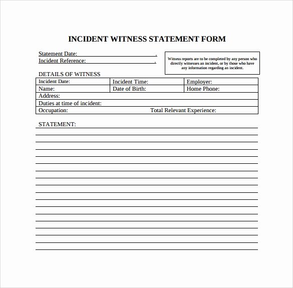 Written Statement form Unique Free 12 Sample Witness Statement Templates In Pdf