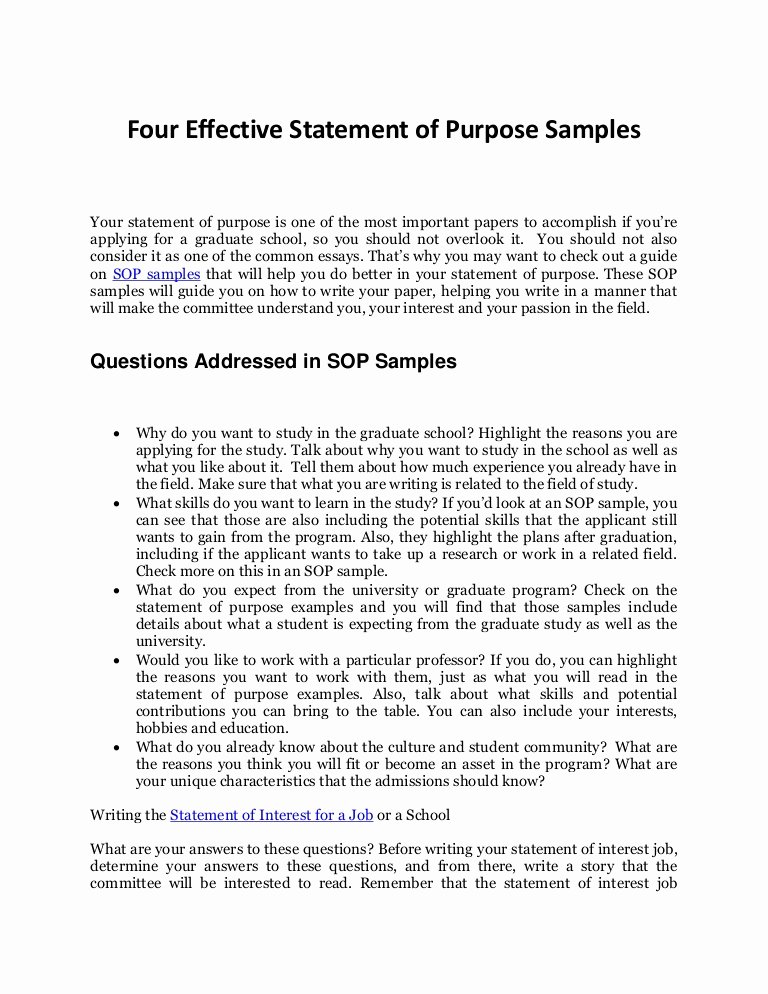 Statement of purpose examples.