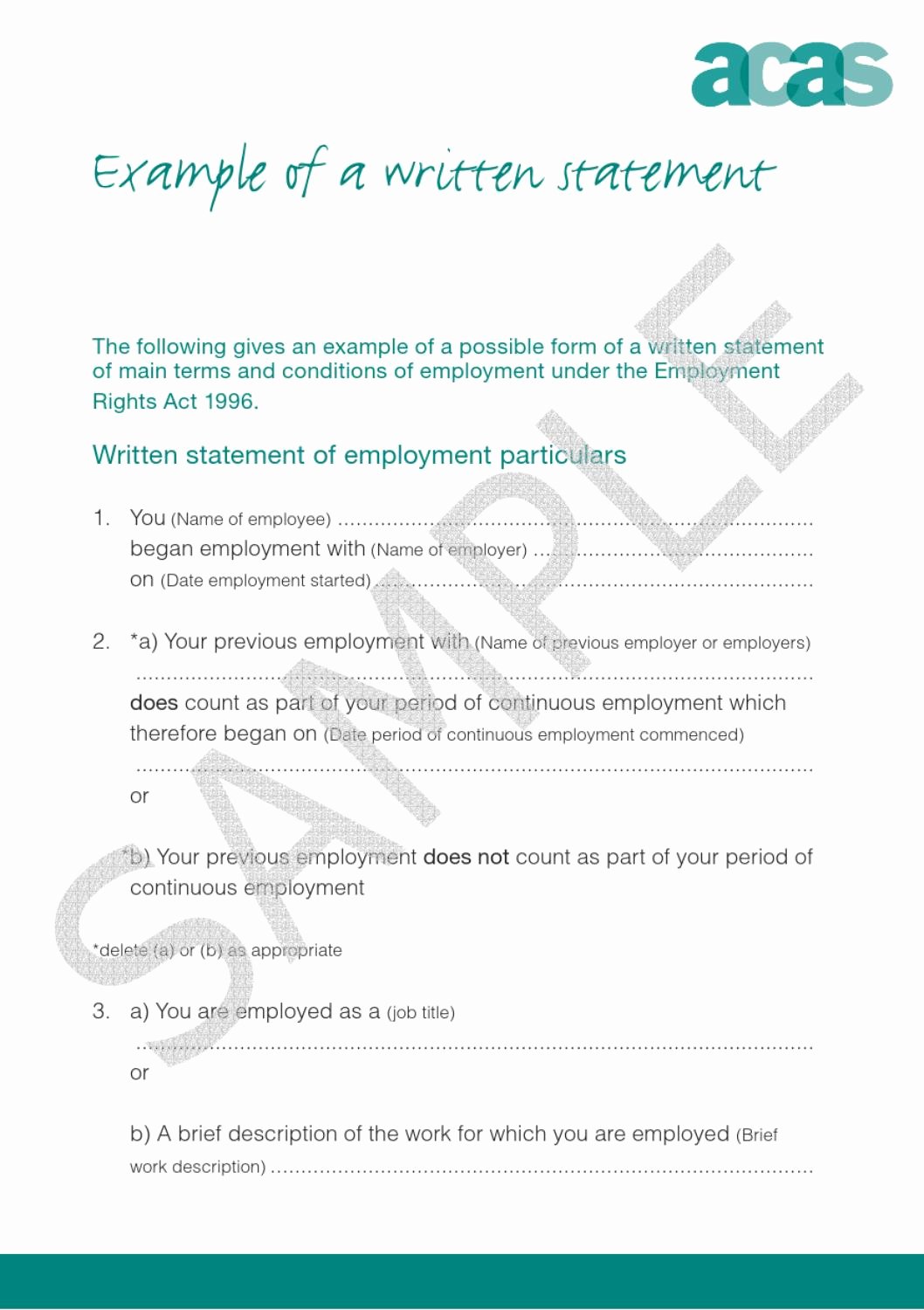 Written Statement Samples Lovely Example Of Written Statement Of Employment by Len Gair issuu