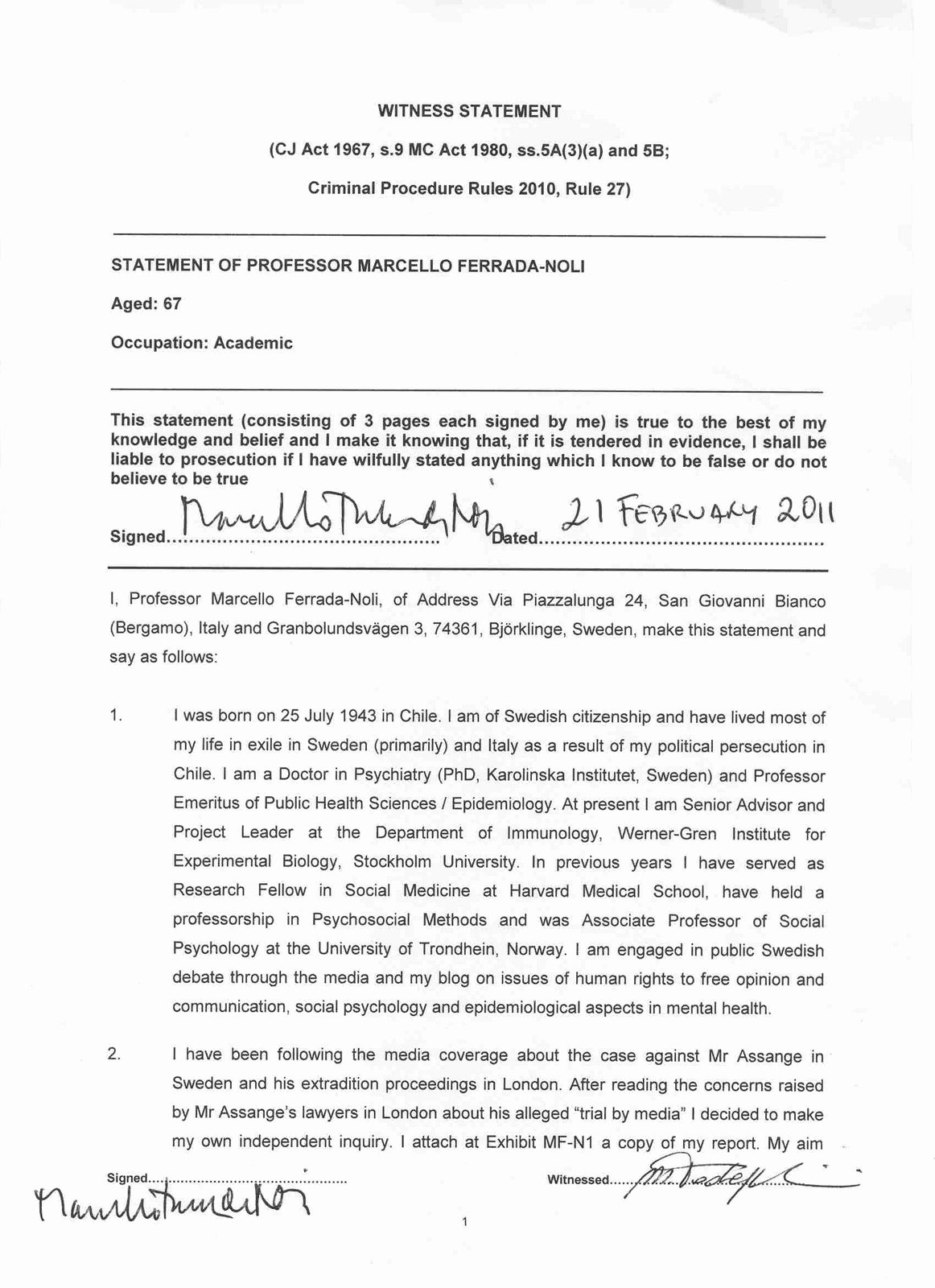 Written Statement Samples New My Witness Statement to the London Court On assange’s
