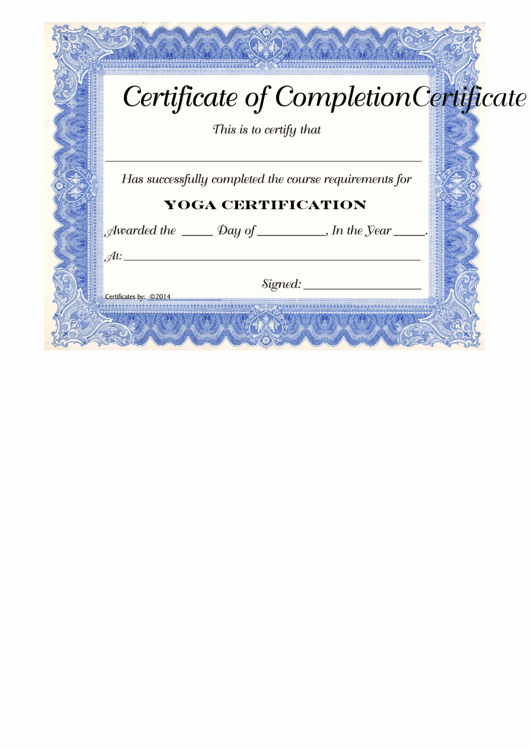 Yoga Teacher Training Certificate Template Beautiful 104 Certificate Pletion Templates Free to