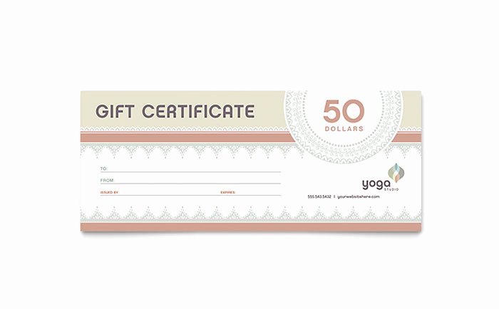 Yoga Teacher Training Certificate Template Luxury Pilates &amp; Yoga Gift Certificate Template Design